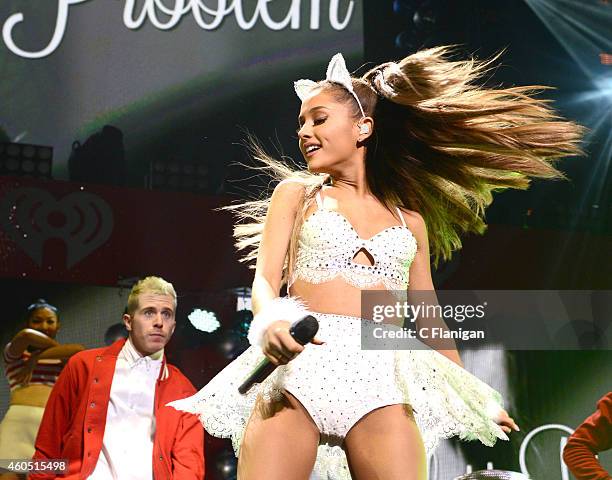 Ariana Grande performs onstage at the Q102's Jingle Ball 2014 at Wells Fargo Center on December 10, 2014 in Philadelphia, Pennsylvania.