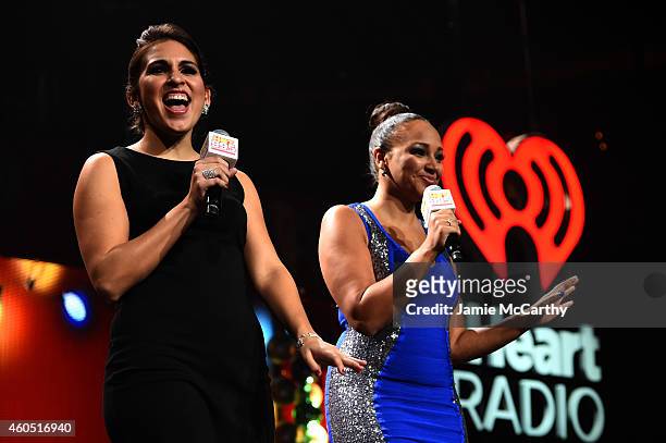 Radio personalities Rose and Danni of "The Kane Show" speak onstage during HOT 99.5s Jingle Ball 2014, Presented by Mattress Warehouse at the...