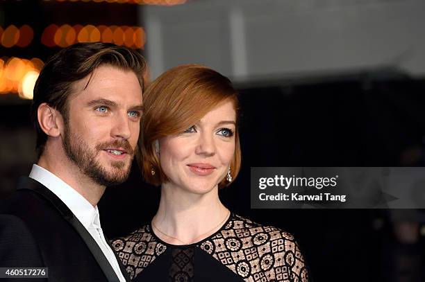 Dan Stevens and Susie Stevens attend the UK Premiere of "Night At The Museum: Secret Of The Tomb" at Empire Leicester Square on December 15, 2014 in...