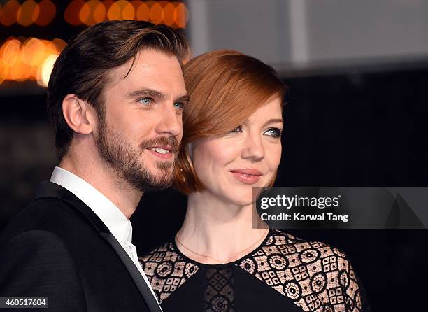 Dan Stevens and Susie Stevens attend the UK Premiere of "Night At The Museum: Secret Of The Tomb" at Empire Leicester Square on December 15, 2014 in...