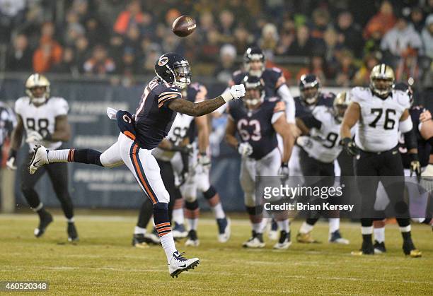 Alshon Jeffery of the Chicago Bears misses a pass during the first quarter of their game against the New Orleans Saints at Soldier Field on December...