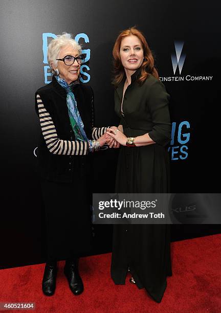 Margaret Keane and actress Amy Adams attend "Big Eyes" New York premiere at Museum of Modern Art on December 15, 2014 in New York City.