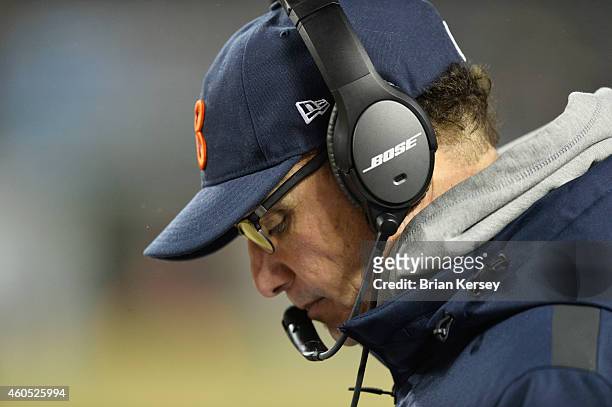 Head coach Marc Trestman of the Chicago Bears on the sidelines during the third quarter of their loss to the New Orleans Saints at Soldier Field on...