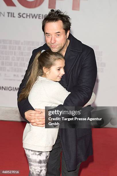 Jan Josef Liefer and his daughter Lilly Liefers attends the 'Honig im Kopf' Premiere at CineStar on December 15, 2014 in Berlin, Germany.