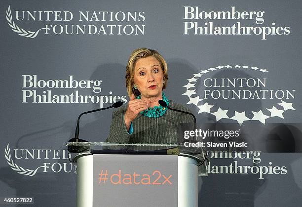 Former United States Secretary of State Hillary Clinton attends Data2X, discussion on the vital role data plays in closing gender gaps, and how lack...