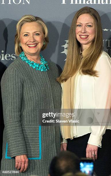 Former United States Secretary of State Hillary Clinton and daughter Chelsea Clinton attend Data2X, discussion on the vital role data plays in...