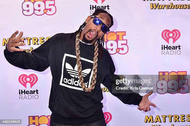 Rapper Lil Jon poses in the press room during Hot 99.5's Jingle Ball on December 15, 2014 in Washington, DC.