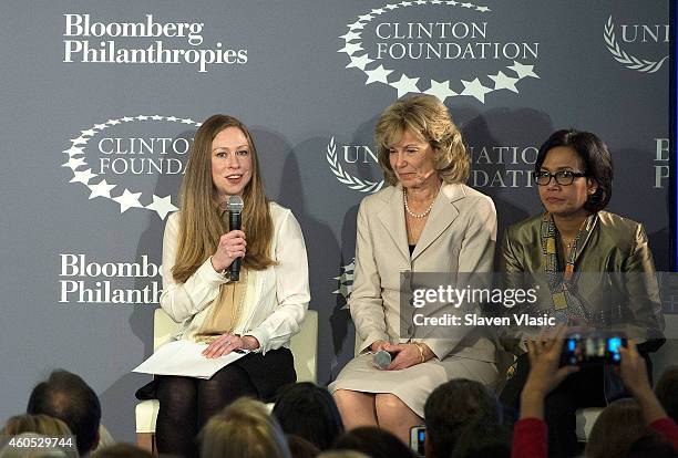 Chelsea Clinton; Ambassador-at-Large and U.S. Global AIDS Coordinator Deborah Birx and World Bank Managing Director Sri Mulyani Indrawati attend...