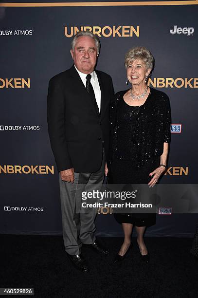 William Pitt and Jane Pitt, parents of Brad Pitt arrive at the Premiere Of Universal Studios' "Unbroken" at TCL Chinese Theatre on December 15, 2014...