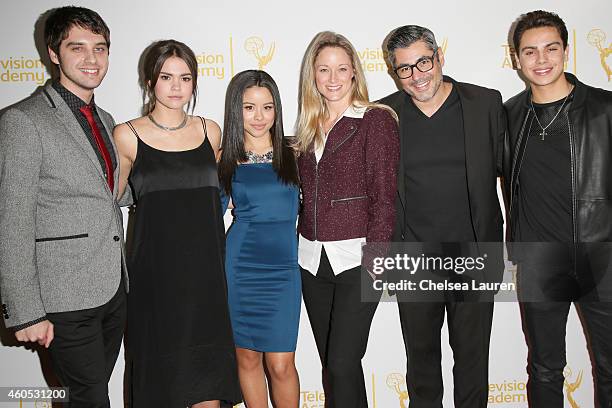 Actors David Lambert, Maia Mitchell, Cierra Ramirez, Teri Polo, Danny Nucci and Jake T. Austin attend "An Evening With The Fosters" presented by the...