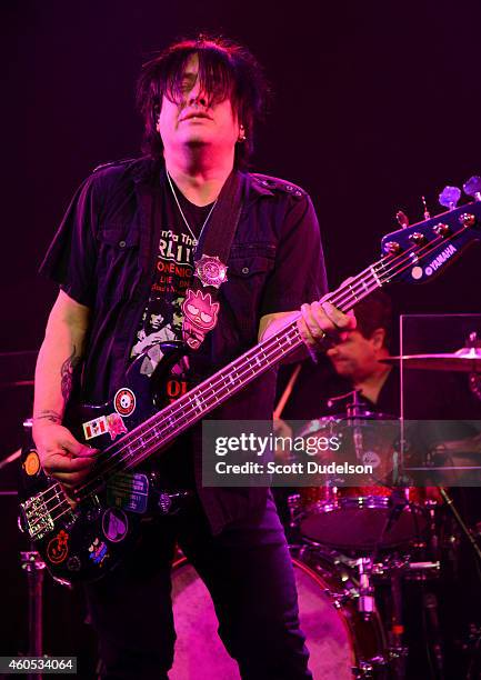 Bass player Robby Takac of The Goo Goo Dolls performs on stage at Troubadour on December 15, 2014 in West Hollywood, California.