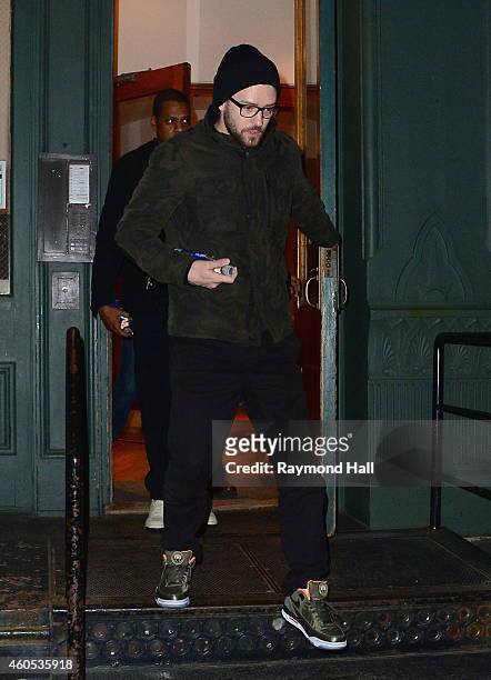 Singer Justin Timberlake and Jay-Z are seen outside Taylor Swift's house in Soho on December 15, 2014 in New York City.