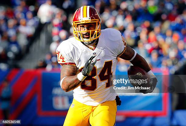 Niles Paul of the Washington Redskins in action against the New York Giants on December 14, 2014 at MetLife Stadium in East Rutherford, New Jersey....