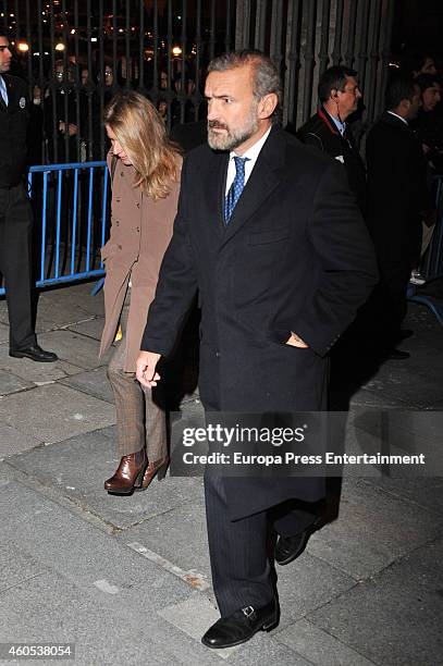 Javier Fitz-James Stuart and Maria Chavarri attend memorial service for Duchess of Alba on December 15, 2014 in Madrid, Spain.