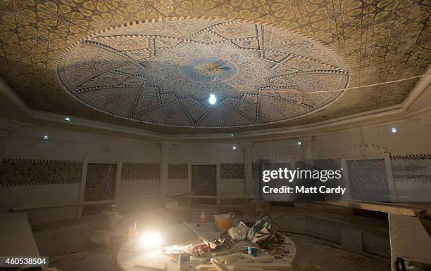 Construction continues inside a Turkish Bath inside the replica White House, a $20million villa being built inside Dream City, a new exclusive...