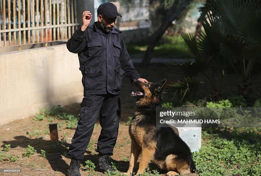 PALESTINIAN-ISRAEL-GAZA-POLICE-DOG