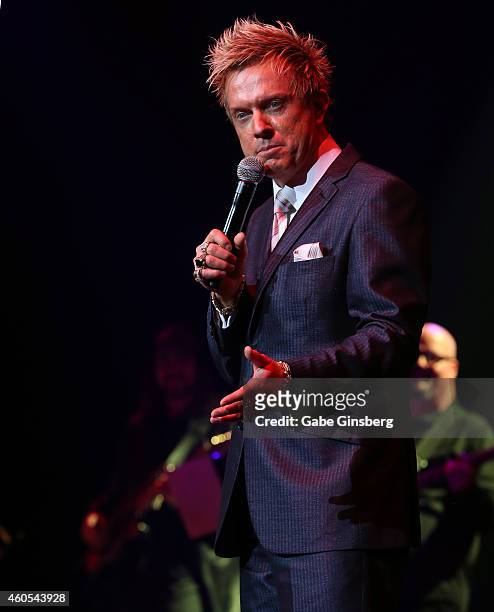 Singer Chris Phillips of Zowie Bowie performs on stage during Mondays Dark anniversary bash at The Joint inside the Hard Rock Hotel & Casino on...