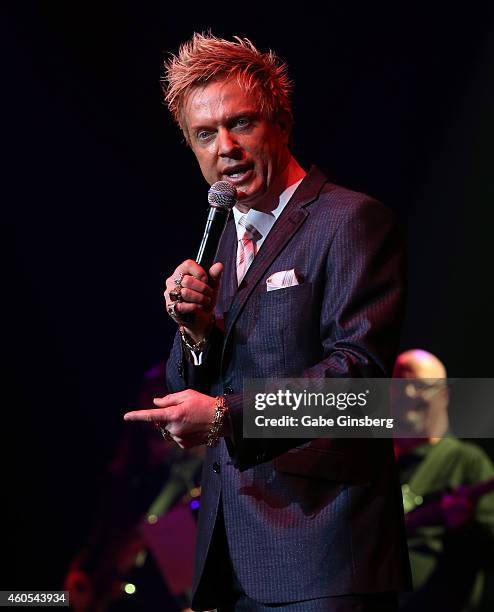 Singer Chris Phillips of Zowie Bowie performs on stage during Mondays Dark anniversary bash at The Joint inside the Hard Rock Hotel & Casino on...