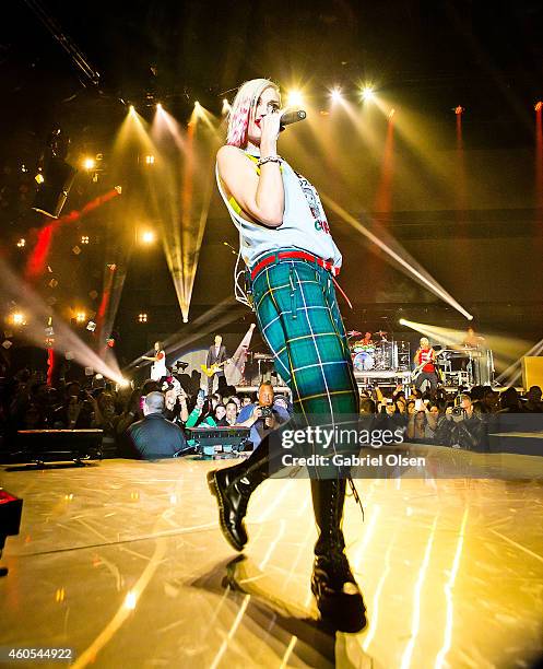 Gwen Stefani performs at The 25th Annual KROQ Almost Acoustic Christmas - Day 2 at The Forum on December 14, 2014 ingInglewood, California.