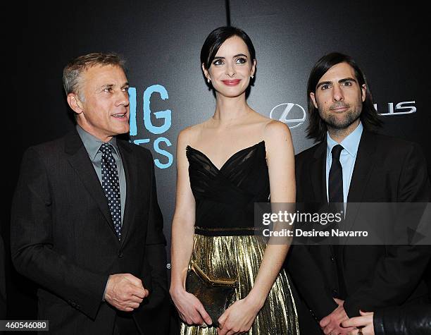 Actors Christoph Waltz, Krysten Ritter and Jason Schwartzman attend "Big Eyes" New York Premiere at Museum of Modern Art on December 15, 2014 in New...