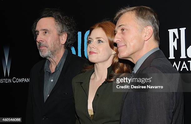 Director Tim Burton, actress Amy Adams and actor Christoph Waltz attend "Big Eyes" New York Premiere at Museum of Modern Art on December 15, 2014 in...