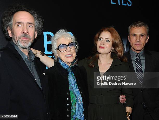 Director Tim Burton, artist Margaret Keane, actress Amy Adams and actor Christoph Waltz attend "Big Eyes" New York Premiere at Museum of Modern Art...