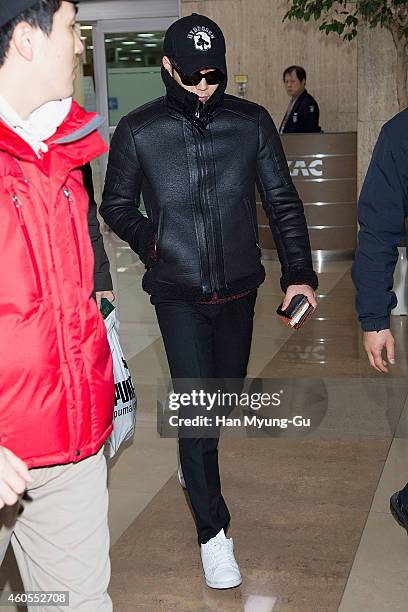 Park Yoo-Chun of South Korean boy band JYJ is seen upon arrival at Gimpo International Airporrt on December 16, 2014 in Seoul, South Korea.