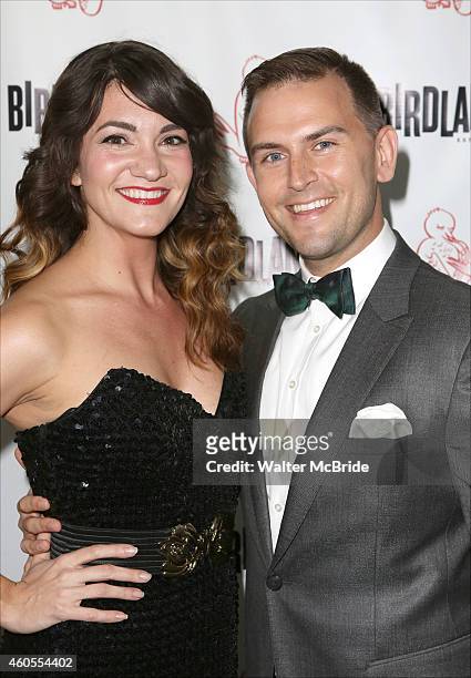 Amy Connolly and Daniel Reichard backstage before 'Daniel Reichard's Decked Out Holiday Party' at Birdland on December 15, 2014 in New York City.