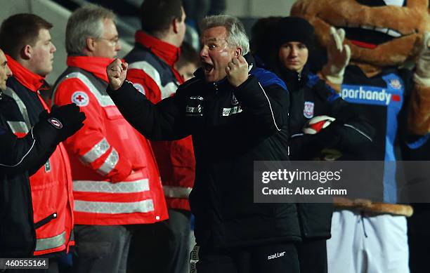 Head coach Benno Moehlmann of Frankfurt celebrates after the final whistle of the Second Bundesliga match between FSV Frankfurt and 1. FC Heidenheim...