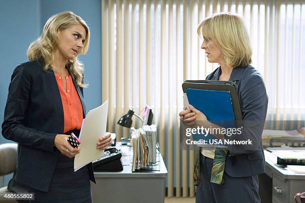 Brief Encounters -- Episode 112 -- Pictured: Eliza Coupe as Nina, Maria Bramford as Cheryl --