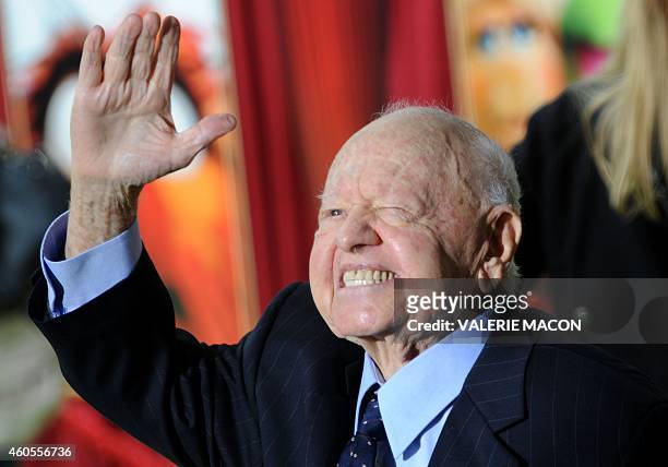 Actor Mickey Rooney arrives for the premiere of Walt Disney Pictures' 'The Muppets' at the El Capitan Theatre in Hollywood on November 12, 2011. AFP...