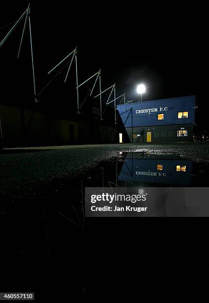 General stadium view ahead ofthe FA Cup Second Round Replay match between Chester City and Barnsley at Deva Stadium on December 16, 2014 in Chester,...