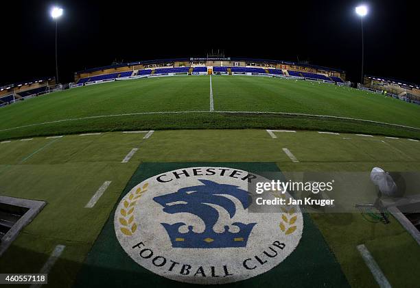 General stadium view ahead ofthe FA Cup Second Round Replay match between Chester City and Barnsley at Deva Stadium on December 16, 2014 in Chester,...