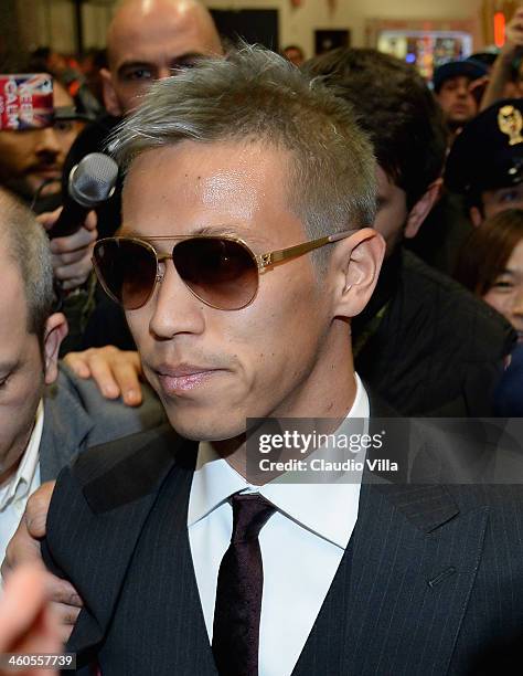 Milan's new signing Keisuke Honda is seen upon arrival at Milano Malpensa Airport on January 4, 2014 in Milan, Italy.