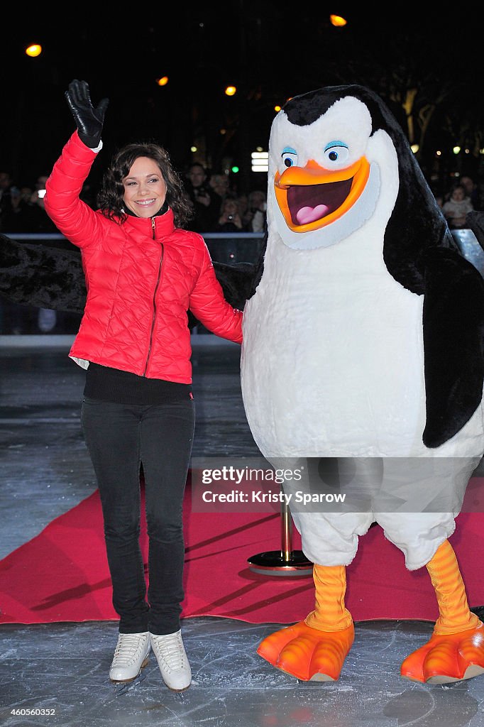 'Penguins Of Madagascar' : Paris Premiere At Hotel de Ville Ice-Skating Rink