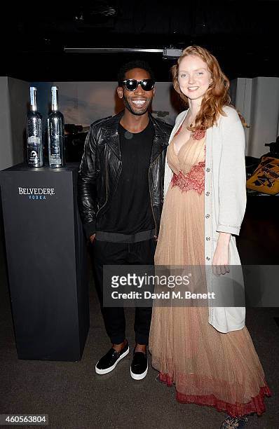 Tinie Tempah and Lily Cole attend the Belvedere Vodka announcement of their partnership with the James Bond film, SPECTRE at the Bond in Motion...