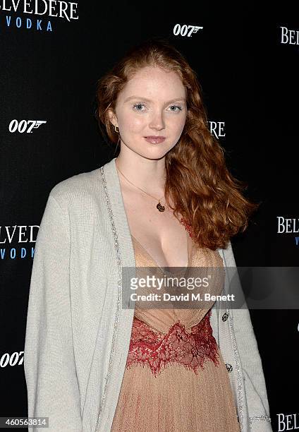 Lily Cole attends the Belvedere Vodka announcement of their partnership with the James Bond film, SPECTRE at the Bond in Motion Exhibition on...