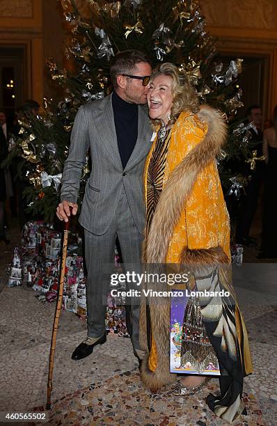 Lapo Elkann and Marta Marzotto attend the "Fondazione IEO - CCM" Christmas Dinner For on December 16, 2014 in Monza, Italy.