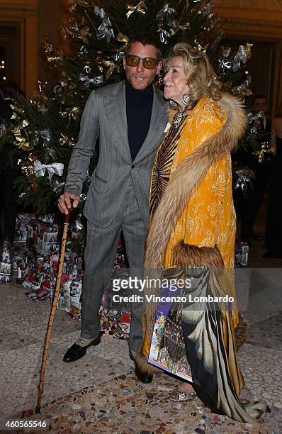Lapo Elkann and Marta Marzotto attend the "Fondazione IEO - CCM" Christmas Dinner For on December 16, 2014 in Monza, Italy.