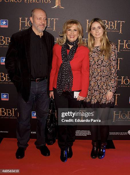 Guillermo Mercado, Nieves Herrero and Ana Moreno attend 'El Hobbit: La batalla de los cinco ejercitos' premiere photocall at Kinepolis cinema on...