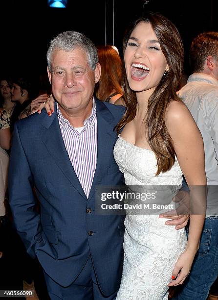 Cameron Mackintosh and Samantha Barks attend the "City Of Angels" Press Night After Party at The Hospital Club on December 16, 2014 in London,...