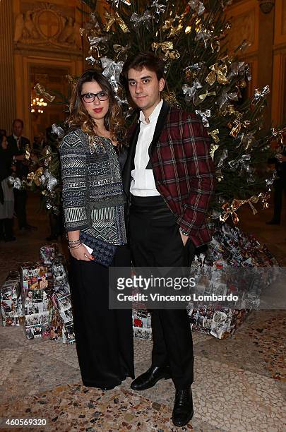 Eleonora Viganò and Luca Micheletto attend the "Fondazione IEO - CCM" Christmas Dinner For on December 16, 2014 in Monza, Italy.
