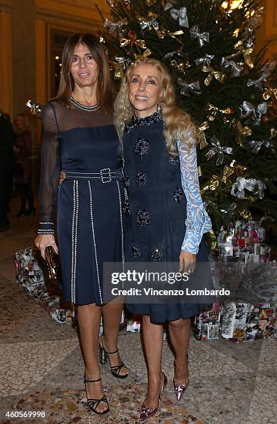 Camilla Valsecchi and Franca Sozzani attend the "Fondazione IEO - CCM" Christmas Dinner For on December 16, 2014 in Monza, Italy.