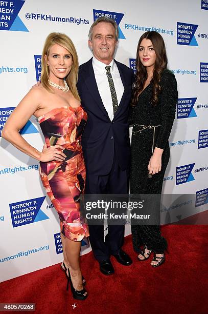 Cheryl Hines, Robert F. Kennedy Jr. And Mariah Kennedy Cuomo attend the RFK Ripple Of Hope Gala at Hilton Hotel Midtown on December 16, 2014 in New...