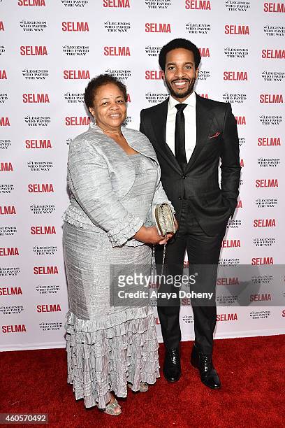 Andre Holland and his mother attend the "Selma" and The Legends Who Paved The Way Gala at Bacara Resort on December 6, 2014 in Goleta, California.