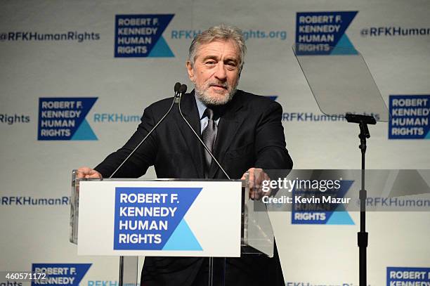 Honoree Robert De Niro speaks onstage at the RFK Ripple Of Hope Gala at Hilton Hotel Midtown on December 16, 2014 in New York City.