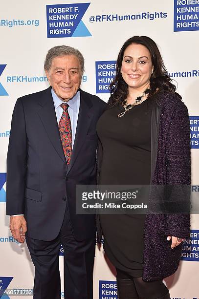 Honoree Tony Bennett and Joanna Bennett attend the RFK Ripple Of Hope Gala at Hilton Hotel Midtown on December 16, 2014 in New York City.