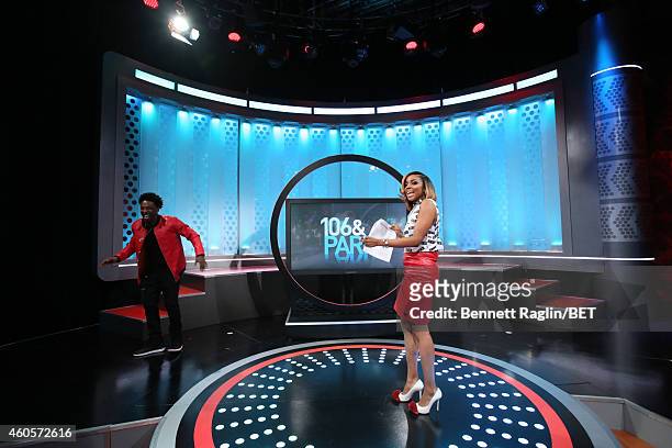 Park hosts Shorty da Prince and Mykie attend 106 & Park at BET studio on December 15, 2014 in New York City.