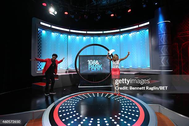 Park hosts Shorty da Prince and Mykie attend 106 & Park at BET studio on December 15, 2014 in New York City.