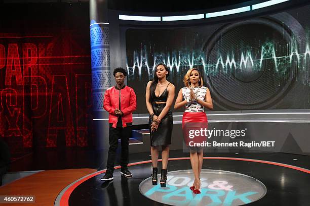 Paigion, Shorty da Prince, and Mykie attend 106 & Park at BET studio on December 15, 2014 in New York City.
